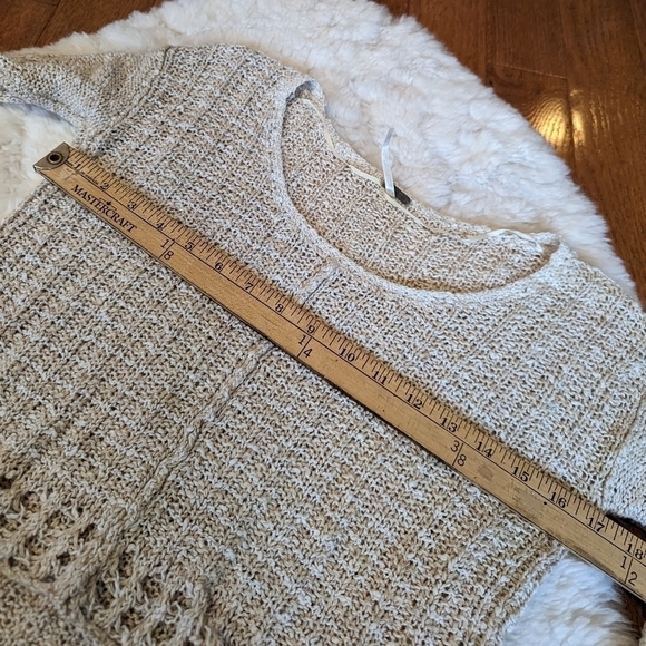 FREE PEOPLE Cotton linen knit cropped sweater top xs - Picture 10 of 13